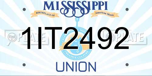 1IT2492 Mississippi License Plate