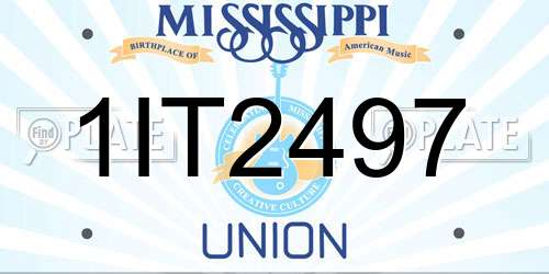 1IT2497 Mississippi License Plate