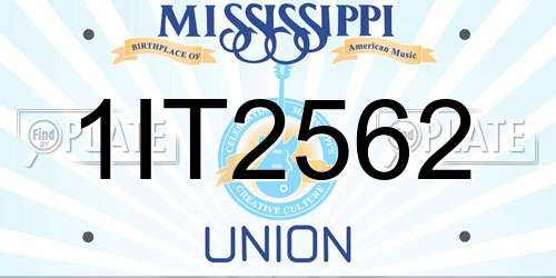 1IT2562 Mississippi License Plate