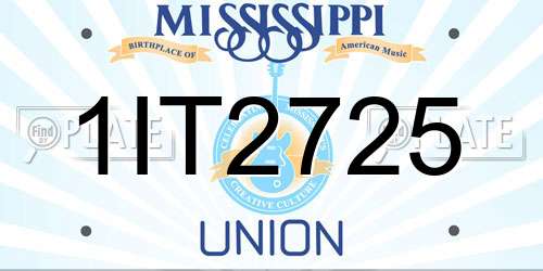 1IT2725 Mississippi License Plate