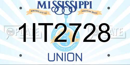 1IT2728 Mississippi License Plate