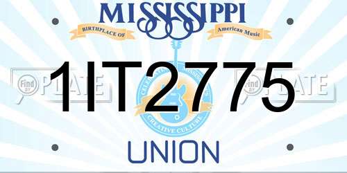 1IT2775 Mississippi License Plate