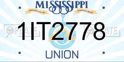1IT2778 Mississippi License Plate