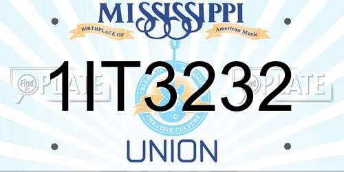 1IT3232 Mississippi License Plate