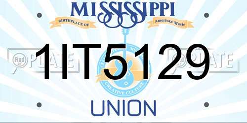 1IT5129 Mississippi License Plate