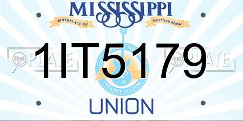 1IT5179 Mississippi License Plate