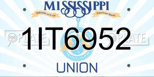 1IT6952 Mississippi License Plate
