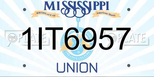 1IT6957 Mississippi License Plate