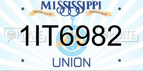 1IT6982 Mississippi License Plate
