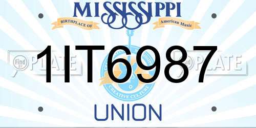 1IT6987 Mississippi License Plate