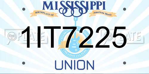 1IT7225 Mississippi License Plate