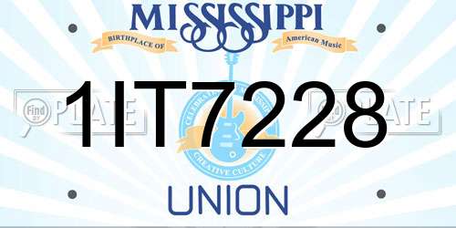 1IT7228 Mississippi License Plate