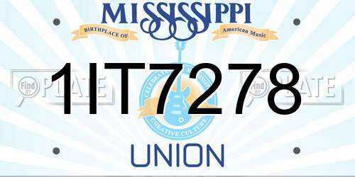 1IT7278 Mississippi License Plate