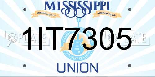 1IT7305 Mississippi License Plate