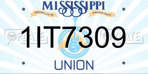 1IT7309 Mississippi License Plate