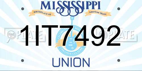 1IT7492 Mississippi License Plate