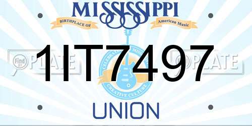 1IT7497 Mississippi License Plate