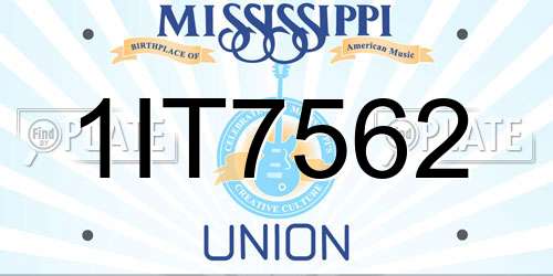 1IT7562 Mississippi License Plate