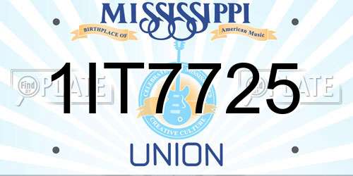 1IT7725 Mississippi License Plate