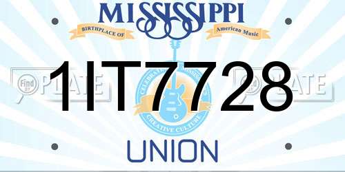 1IT7728 Mississippi License Plate