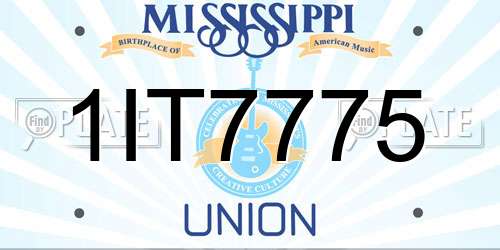 1IT7775 Mississippi License Plate