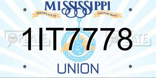 1IT7778 Mississippi License Plate