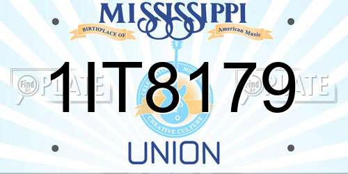 1IT8179 Mississippi License Plate