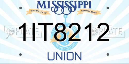 1IT8212 Mississippi License Plate