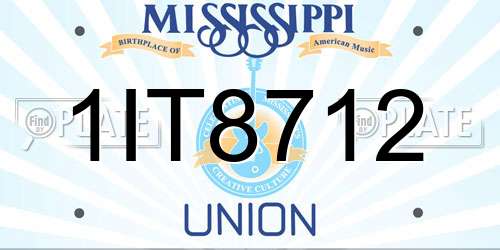 1IT8712 Mississippi License Plate