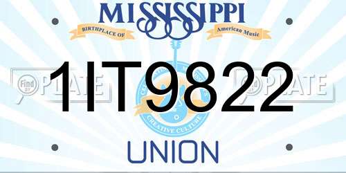 1IT9822 Mississippi License Plate