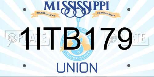 1ITB179 Mississippi License Plate