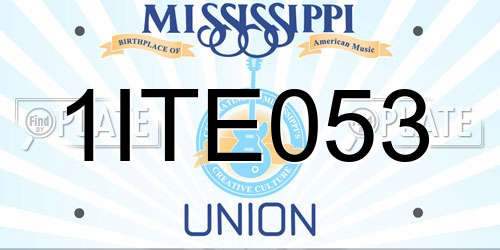 1ITE053 Mississippi License Plate