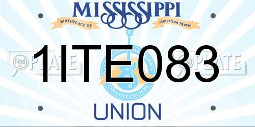 1ITE083 Mississippi License Plate