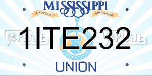 1ITE232 Mississippi License Plate