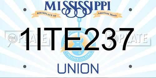 1ITE237 Mississippi License Plate