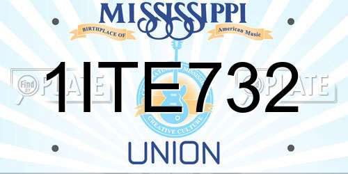 1ITE732 Mississippi License Plate