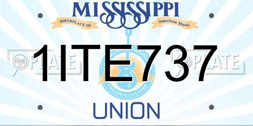 1ITE737 Mississippi License Plate