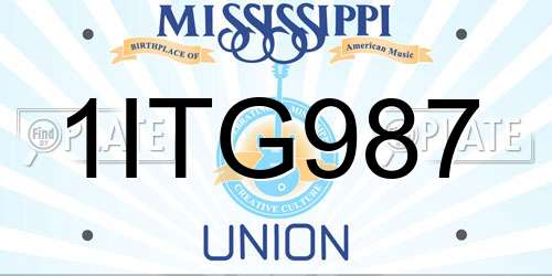 1ITG987 Mississippi License Plate