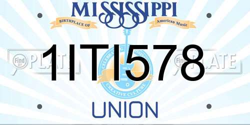 1ITI578 Mississippi License Plate