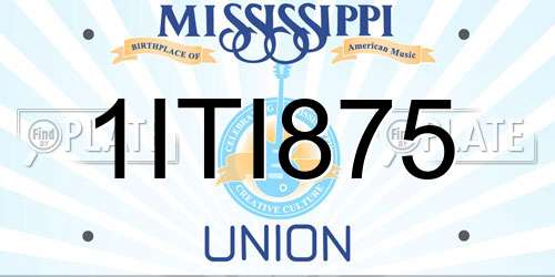 1ITI875 Mississippi License Plate