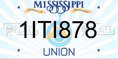 1ITI878 Mississippi License Plate