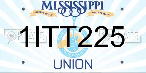 1ITT225 Mississippi License Plate