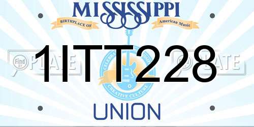 1ITT228 Mississippi License Plate