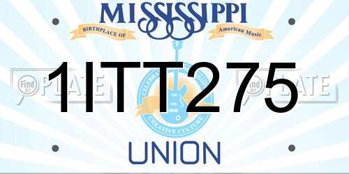 1ITT275 Mississippi License Plate