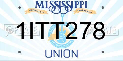 1ITT278 Mississippi License Plate