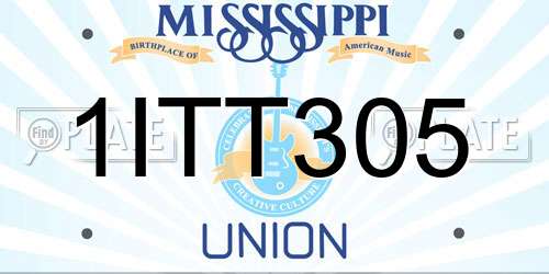 1ITT305 Mississippi License Plate