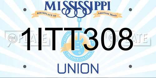 1ITT308 Mississippi License Plate