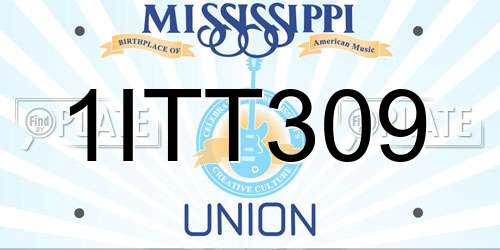 1ITT309 Mississippi License Plate