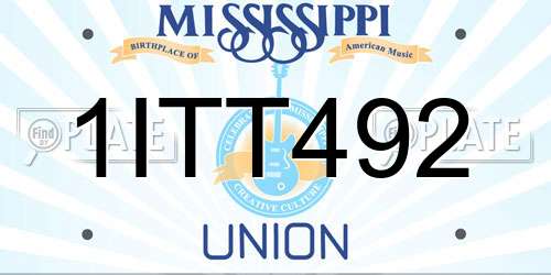 1ITT492 Mississippi License Plate