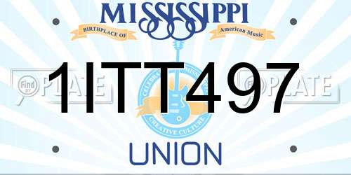 1ITT497 Mississippi License Plate